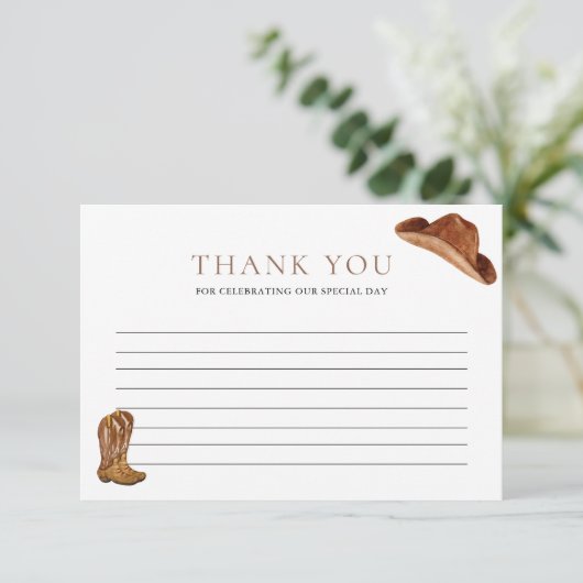 Rustic Cowboy Baby shower Bedankkaart (Staand voorkant)