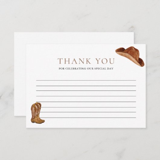 Rustic Cowboy Baby shower Bedankkaart (Voorkant / Achterkant)