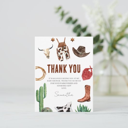 Rustic Cowboy Baby shower Dank je wel Kaart (Staand voorkant)