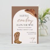 Rustic Cowboy Baby shower Invitation Kaart (Staand voorkant)