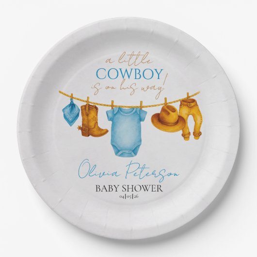 Rustic Cowboy Baby Shower Plates for Boys Papieren Bordje (Voorkant)