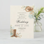 Rustic Cowboy Bloom Wedding Kaart (Staand voorkant)