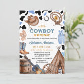 Rustic CowBoy Blue Baby shower Kaart (Staand voorkant)