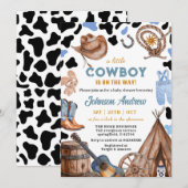 Rustic CowBoy Blue Baby shower Kaart (Voorkant / Achterkant)