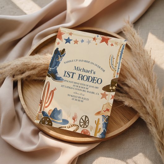 Rustic Cowboy Boots 1st Birthday Kaart