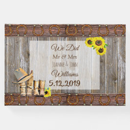 Rustic Cowboy Boots and Sunflower Wedding Guest Bo Gastenboek