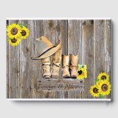 Rustic Cowboy Boots and Sunflower Wedding Guest Bo Gastenboek (Achterkant)