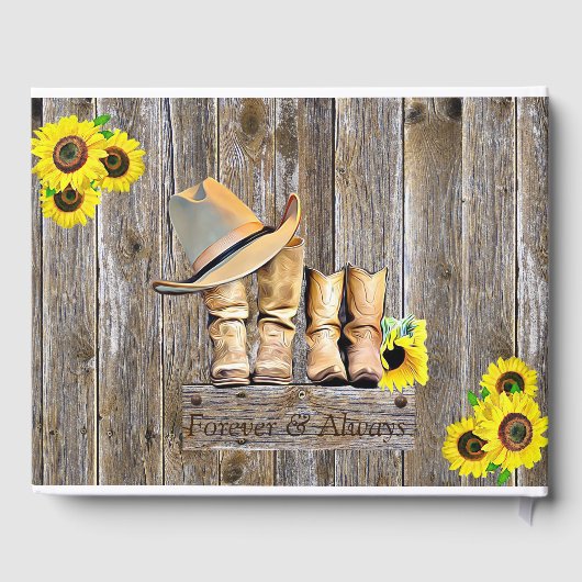 Rustic Cowboy Boots and Sunflower Wedding Guest Bo Gastenboek (Achterkant)