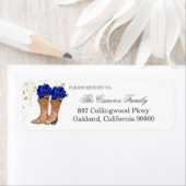 Rustic Cowboy Boots Blue Rozen Return Address Etiket (Insitu)