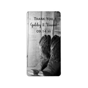 Rustic Cowboy Boots bruiloft Dank je wel Etiket