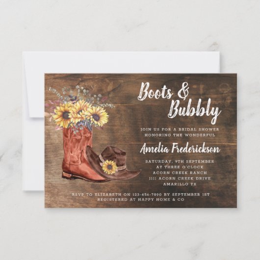 Rustic Cowboy Boots & Bubble Vrijgezellenfeest Kaart (Voorkant)