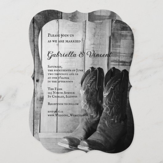 Rustic Cowboy Boots country Wedding Kaart (Voorkant / Achterkant)