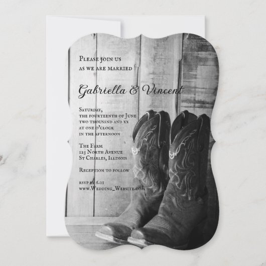 Rustic Cowboy Boots country Wedding Kaart (Voorkant)
