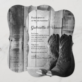 Rustic Cowboy Boots country Wedding Kaart