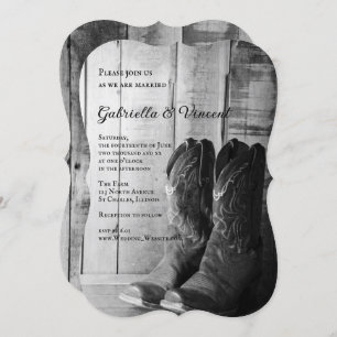 Rustic Cowboy Boots country Wedding Kaart