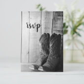Rustic Cowboy Boots country Wedding RSVP response Kaartje (Staand voorkant)