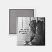 Rustic Cowboy Boots country Wedding Save the Date Magneet (Voorkant / Achterkant)
