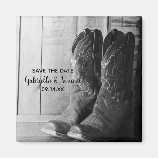 Rustic Cowboy Boots country Wedding Save the Date Magneet (Voorkant)
