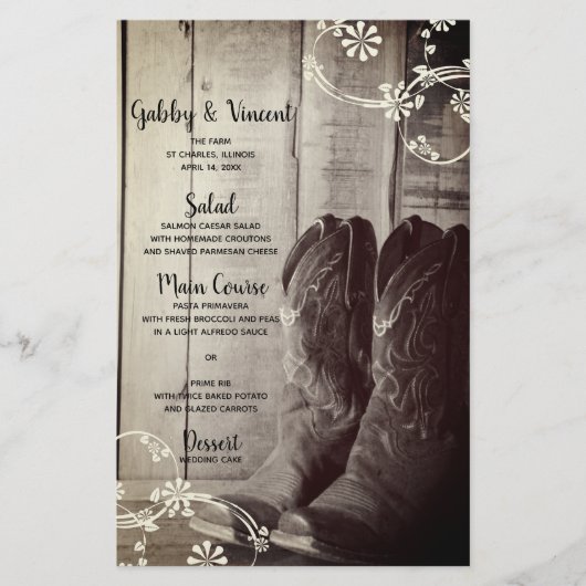 Rustic Cowboy Boots country Western Floral Wedding (Voorkant)