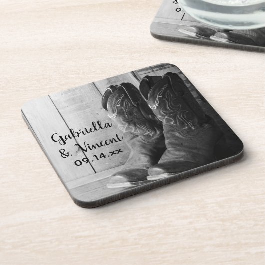 Rustic Cowboy Boots country Western Wedding Drankjes Onderzetter (Linkerzijde)