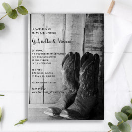 Rustic Cowboy Boots country Western Wedding Kaart