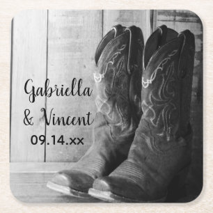 Rustic Cowboy Boots country Western Wedding Kartonnen Onderzetters