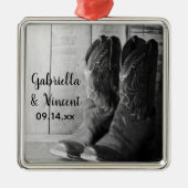 Rustic Cowboy Boots country Western Wedding Metalen Ornament (Voorkant)