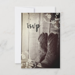 Rustic Cowboy Boots country Western Wedding RSVP