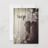 Rustic Cowboy Boots country Western Wedding RSVP Kaartje (Voorkant)