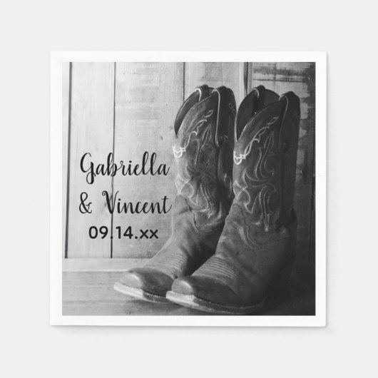 Rustic Cowboy Boots country Western Wedding Servetten (Voorkant)