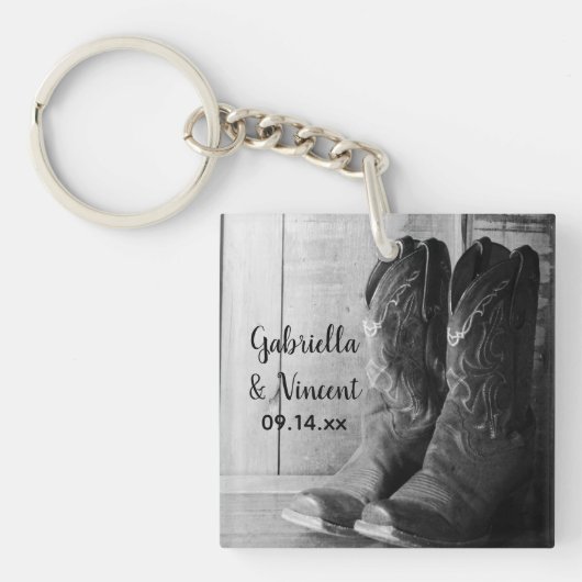 Rustic Cowboy Boots country Western Wedding Sleutelhanger (voorkant)