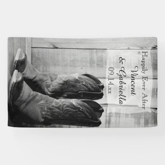 Rustic Cowboy Boots country Western Wedding Spandoek (Horizontaal)
