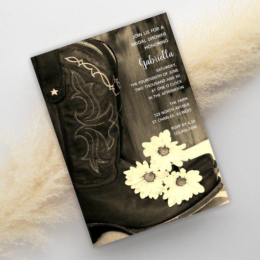 Rustic Cowboy Boots Daisies Vrijgezellenfeest Sepi Kaart