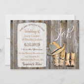 Rustic Cowboy Boots en Lace Wedding Kaart (Voorkant)