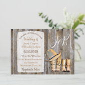Rustic Cowboy Boots en Lace Wedding Kaart (Staand voorkant)