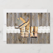 Rustic Cowboy Boots en Lace Wedding Kaart (Achterkant)