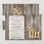 Rustic Cowboy Boots en Lace Wedding Kaart (Voorkant / Achterkant)