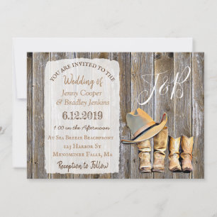 Rustic Cowboy Boots en Lace Wedding Kaart
