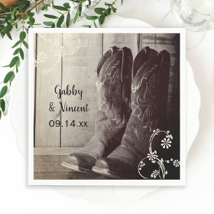Rustic Cowboy Boots Floral Western Wedding Servet