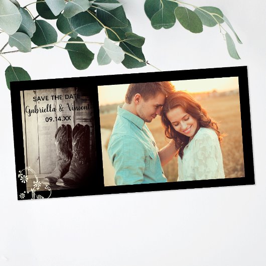 Rustic Cowboy Boots Floral Westerne Save the Date