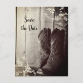 Rustic Cowboy Boots Floral Westerne Save the Date Aankondigingskaart (Voorkant)