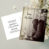 Rustic Cowboy Boots Floral Westerne Save the Date Aankondigingskaart