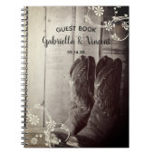 Rustic Cowboy Boots Flowers Western Weddenschap Notitieboek (Voorkant)