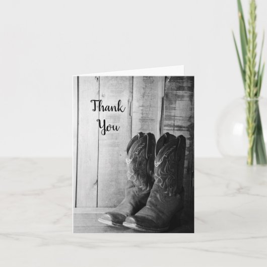 Rustic Cowboy Boots Land Western Dank je Bedankkaart (Voorkant)