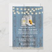 Rustic Cowboy Boots Lantern Dusty Blue Wedding Kaart (Voorkant)