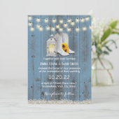 Rustic Cowboy Boots Lantern Dusty Blue Wedding Kaart (Staand voorkant)