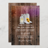 Rustic Cowboy Boots Lantern Gold Confetti Wedding Kaart (Voorkant / Achterkant)