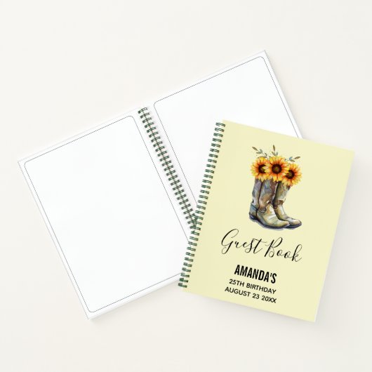 Rustic Cowboy Boots met Sunflower Guest Book Notitieboek (Binnen)