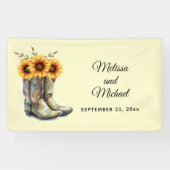 Rustic Cowboy Boots met Sunflower Wedding Spandoek (Horizontaal)