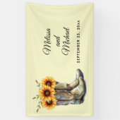 Rustic Cowboy Boots met Sunflower Wedding Spandoek (Verticaal)